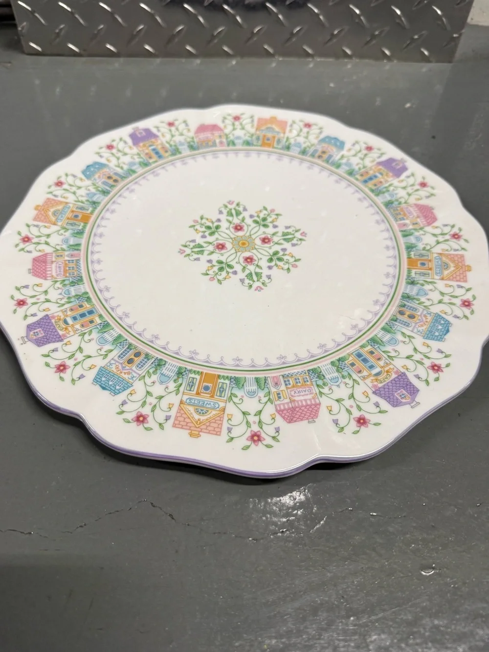 Vintage The Lenox Spice Village Cake Plate Platter 1993 Fine Porcelain Mint RARE